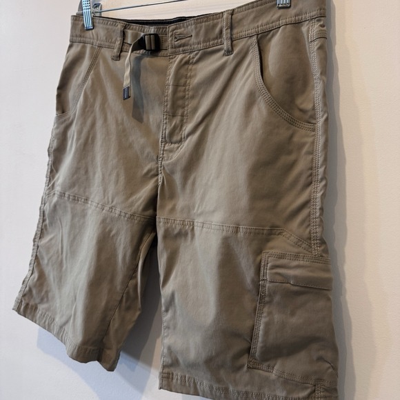 prAna Stretch Zion Cargo Shorts 34" X 12 Khaki Tan Pocket Outdoor Hiking Fishing - Picture 4 of 9